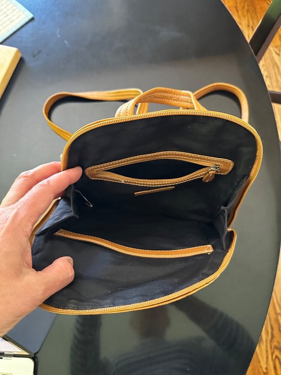 Gorgeous TIGNANELLO Tan Camel Leather Backpack Purse 2 Zip Sections Exc Cond